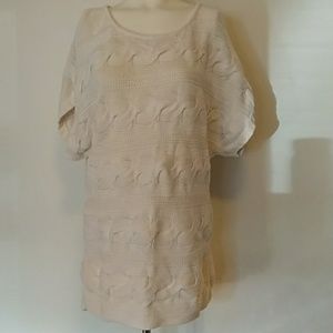 Long chunky knit cream sweater